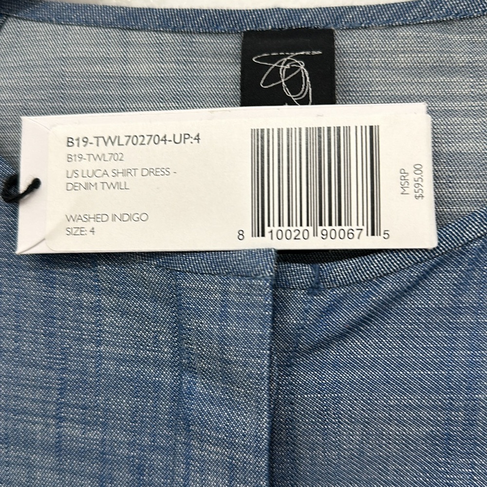 NWT Zero + Maria Cornejo Washed Indigo 100%Cotton, sleeves, 2 pockets - Picture 16 of 16